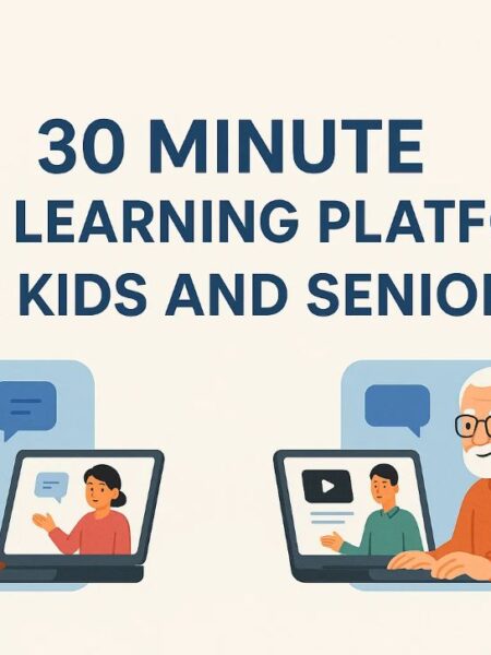 pls create horizontal graphic for this: 30 Minute Online Learning Platforms for Kids and Seniors